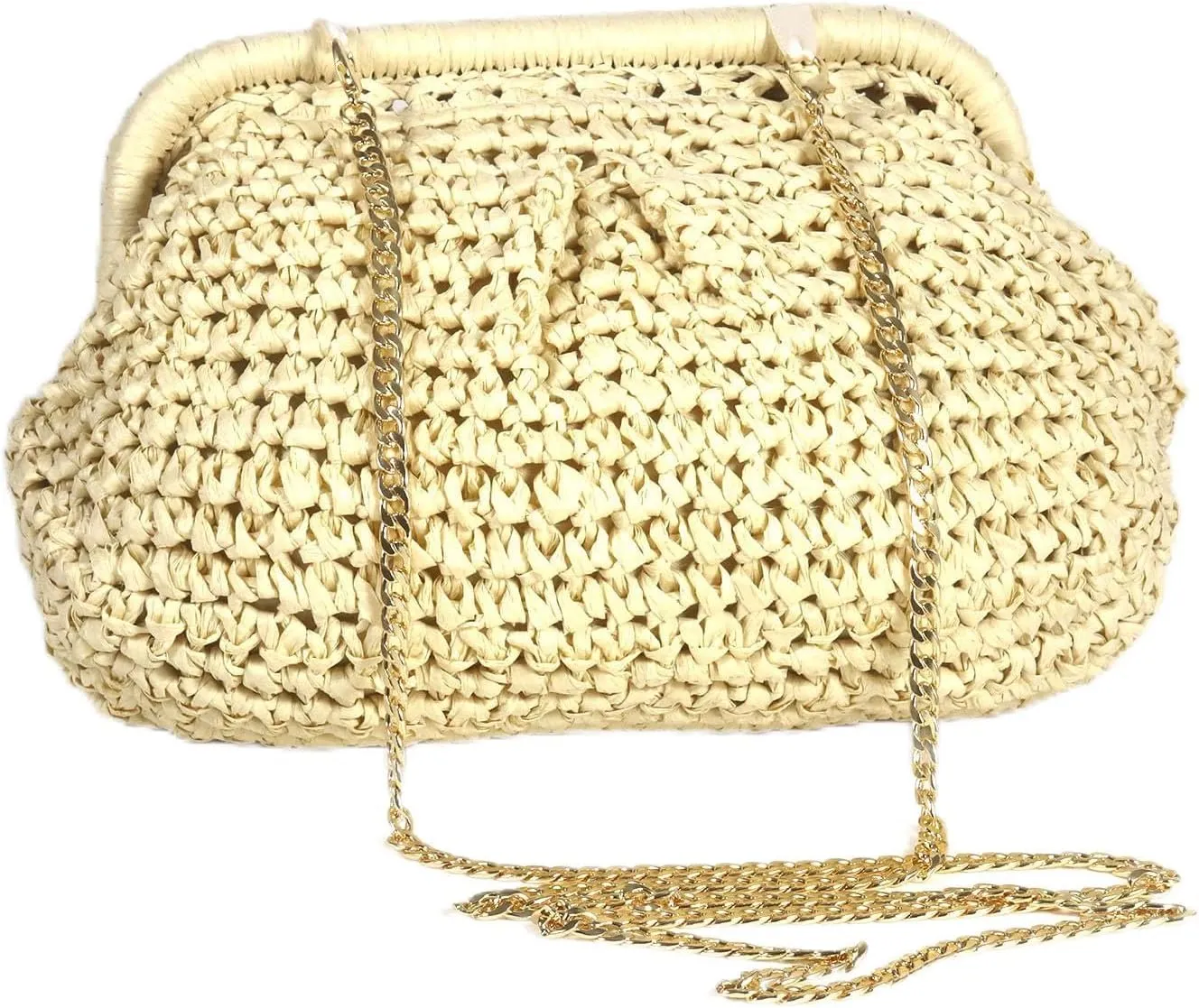 Straw Bags for Women 2025, Summer Purses Cloud Dumpling Handbag Woven Crossbody Shoulder Bags for Vacation Beach