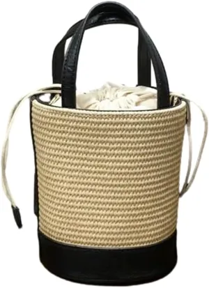 Straw Bags for Women 2025 Trendy Top Handle Bag Woven Bucket Purse Straw Tote Crossbody Purse Satchel Beach Bag for Vacation