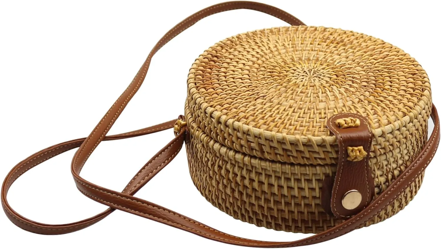 Straw Bags For Women, 7.9inch Round Wicker Woven Crossbody Bag, Boho Straw Purse Bag, Summer Beach Bags, Boho Purses for Women