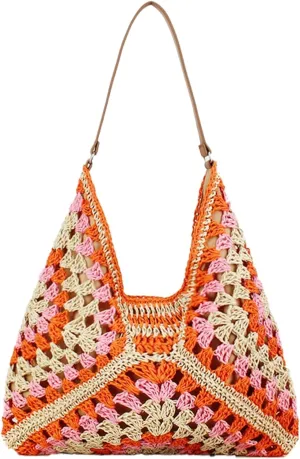 Straw Bags for Women Summer Beach Tote Purse Crochet Shoulder Everything Holiday Work Everyday Handbag