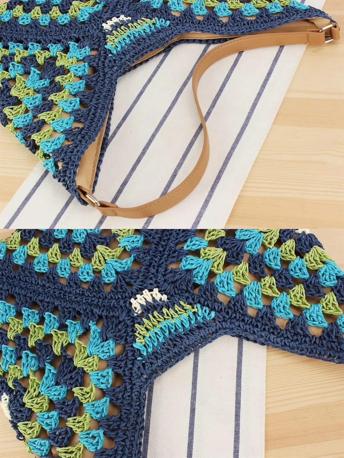 Straw Bags for Women Summer Beach Tote Purse Crochet Shoulder Everything Holiday Work Everyday Handbag