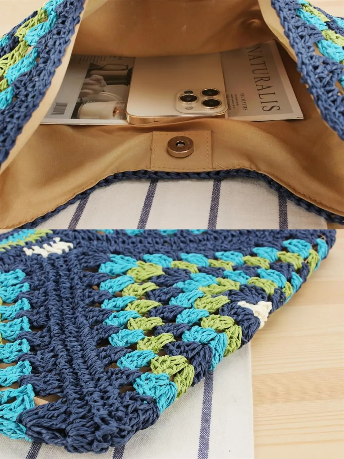 Straw Bags for Women Summer Beach Tote Purse Crochet Shoulder Everything Holiday Work Everyday Handbag