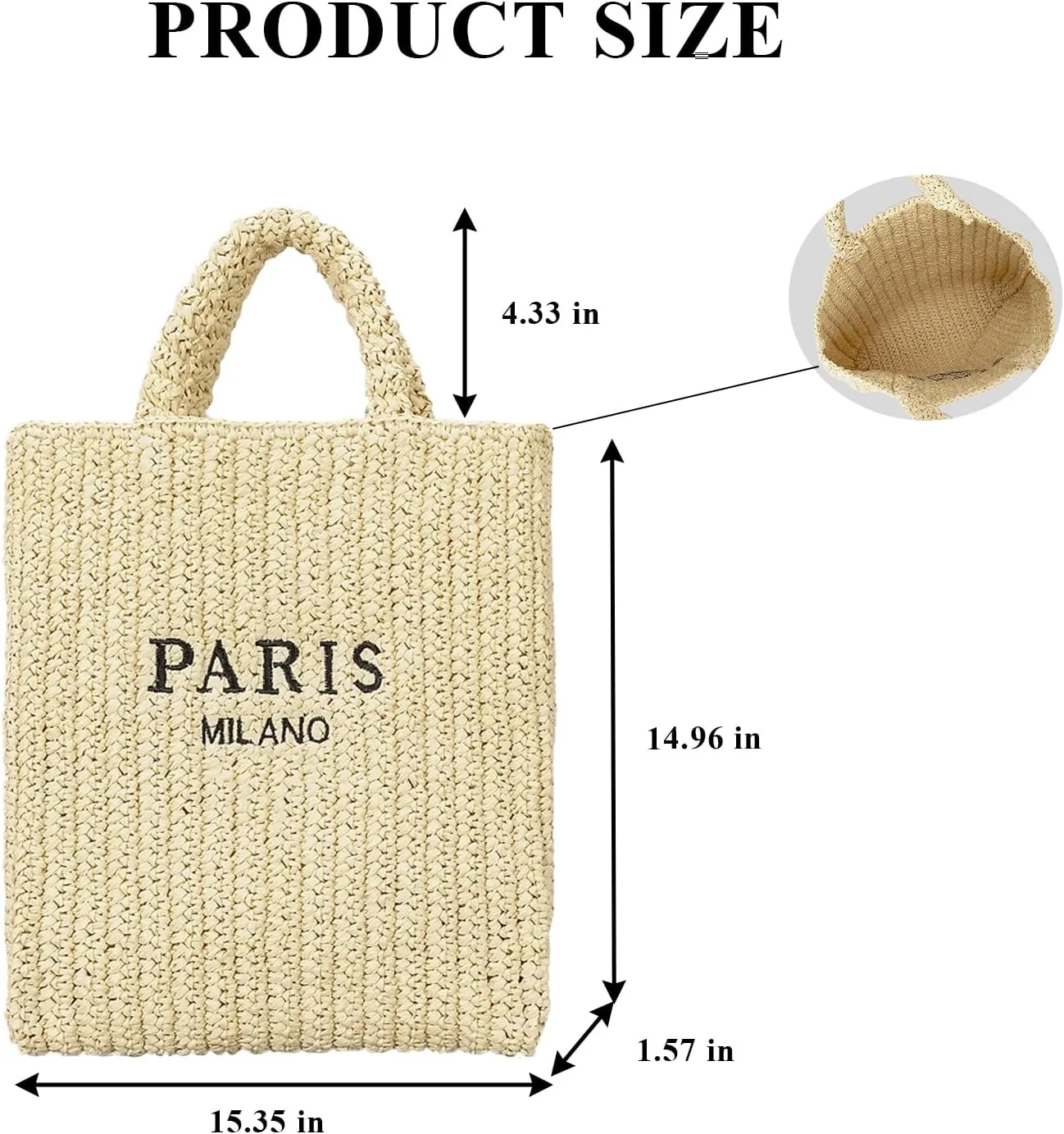 Straw Beach Bag for Women Summer Woven Tote Bag Packable Straw Purses and Handbags for Vacation Holiday