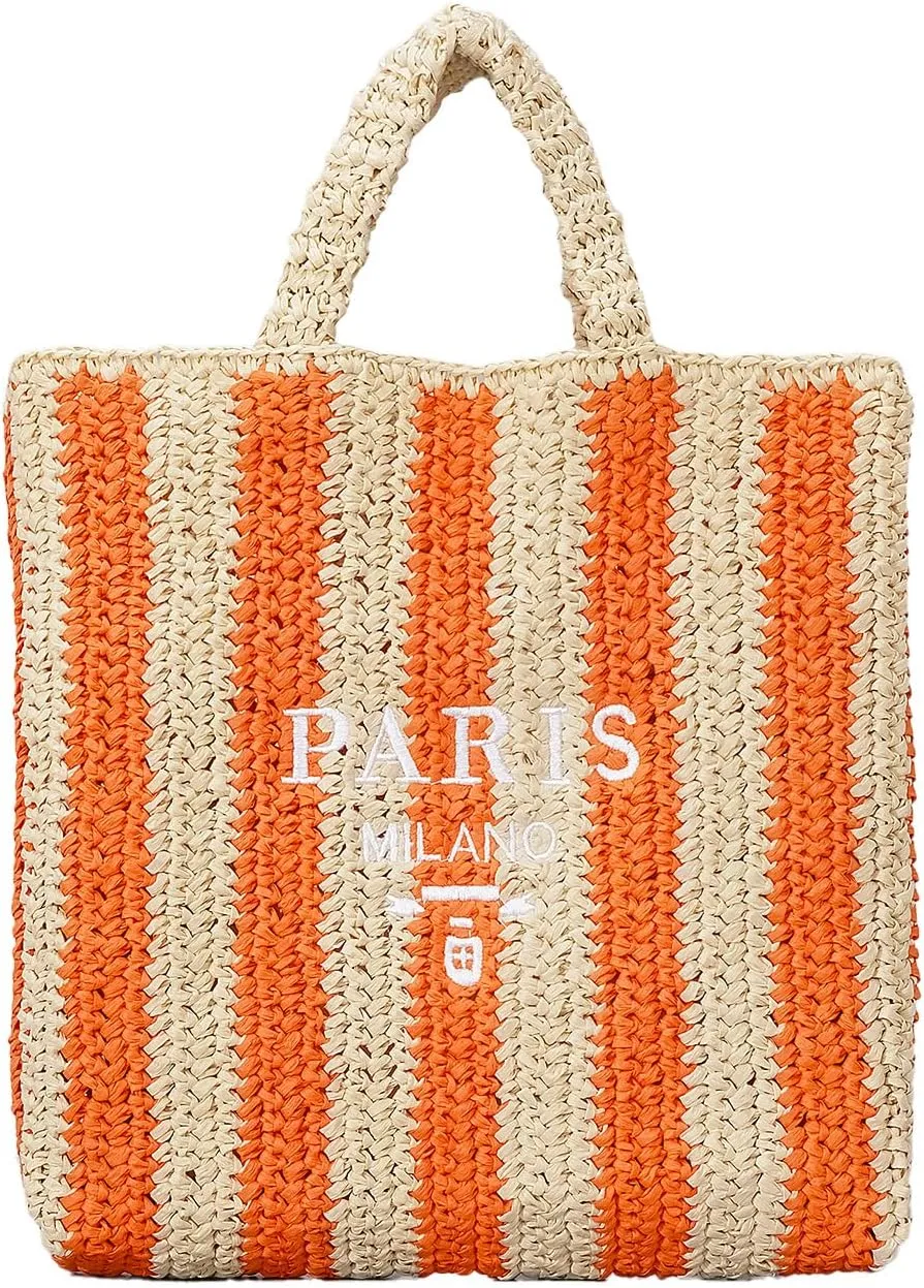 Straw Beach Bag for Women Summer Woven Tote Bag Packable Straw Purses and Handbags for Vacation Holiday