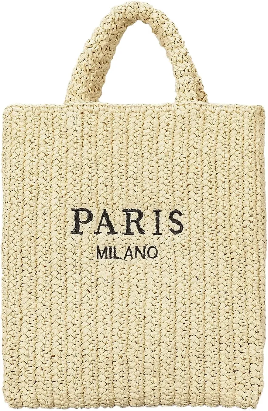 Straw Beach Bag for Women Summer Woven Tote Bag Packable Straw Purses and Handbags for Vacation Holiday