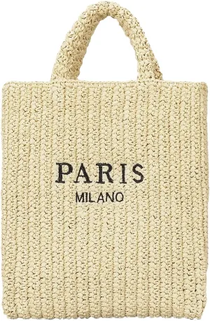 Straw Beach Bag for Women Summer Woven Tote Bag Packable Straw Purses and Handbags for Vacation Holiday
