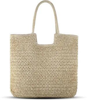 Straw Beach Bag Women: Summer Bag for Travel Vacation - Woven Tote Bag for Women