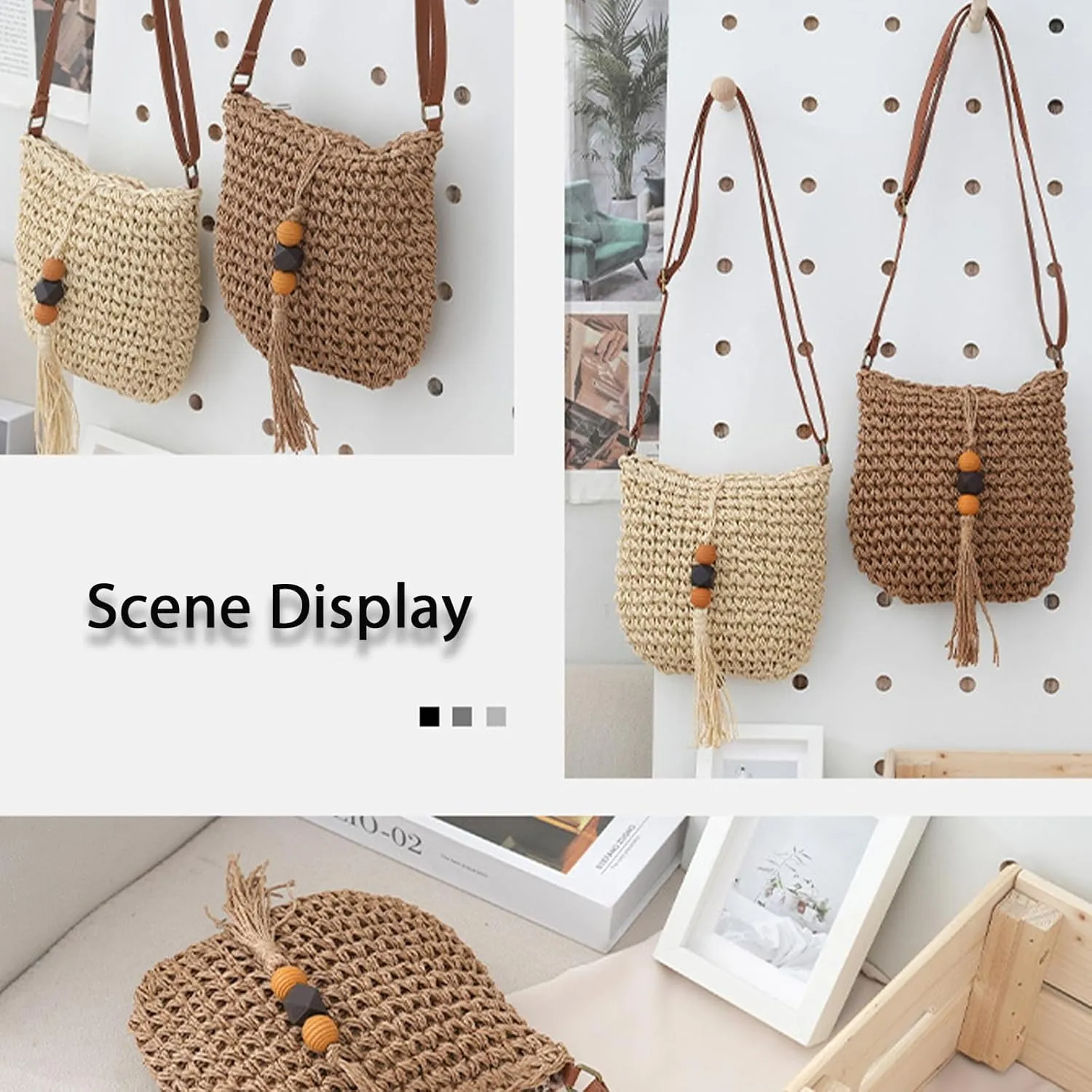 Straw Beach Bag Woven Purse Small Summer Beach Bags Cute Womens Handbag Shoulder Purse Straw Clutch Purses