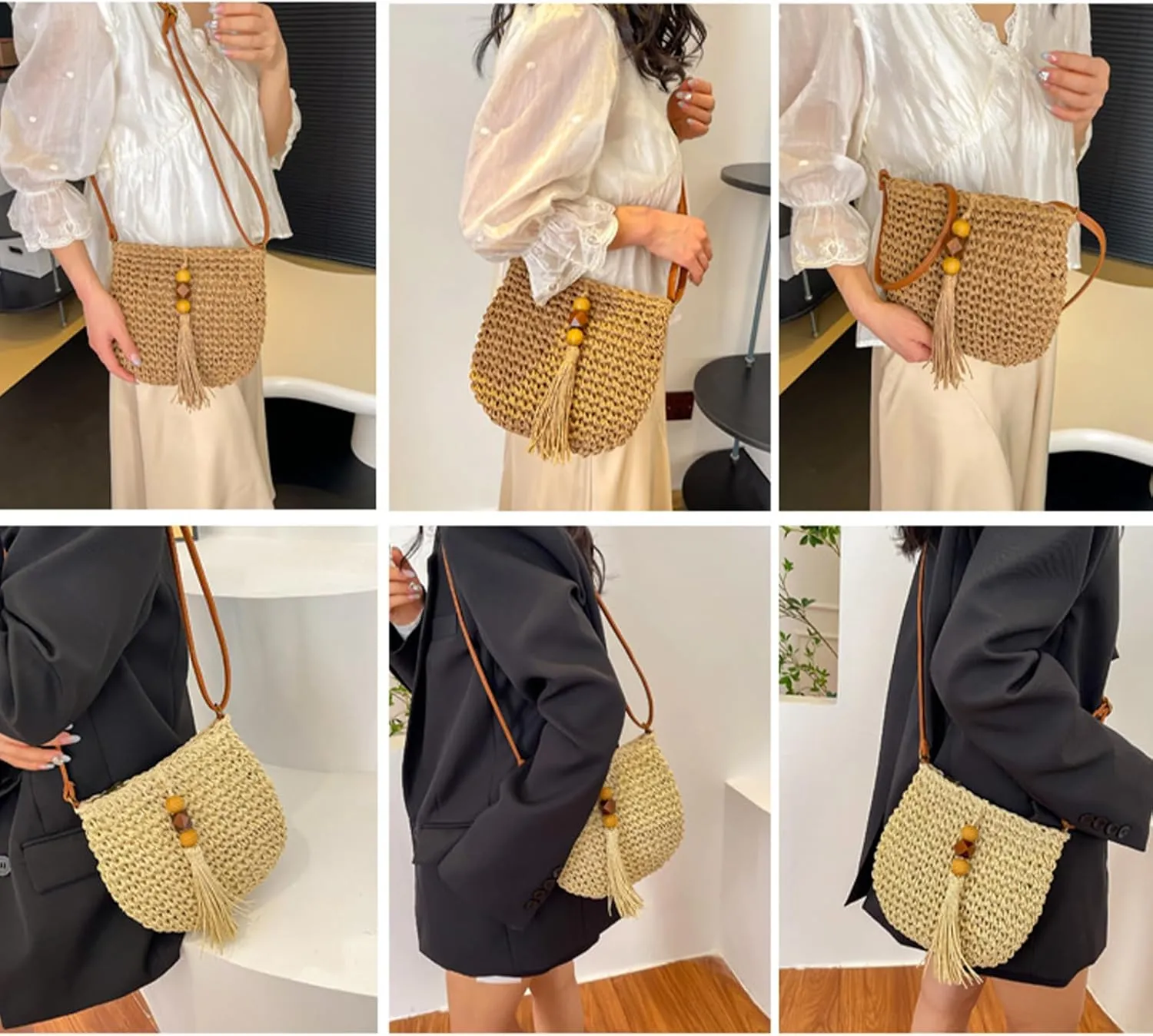 Straw Beach Bag Woven Purse Small Summer Beach Bags Cute Womens Handbag Shoulder Purse Straw Clutch Purses