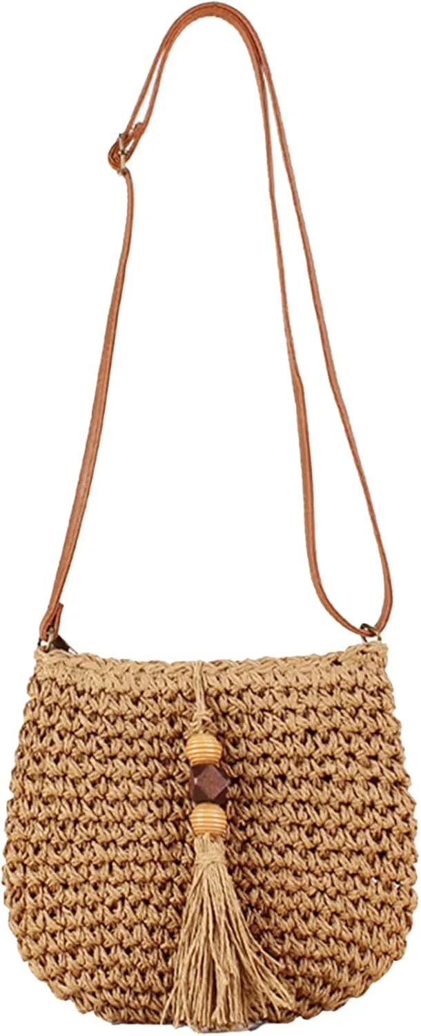 Straw Beach Bag Woven Purse Small Summer Beach Bags Cute Womens Handbag Shoulder Purse Straw Clutch Purses