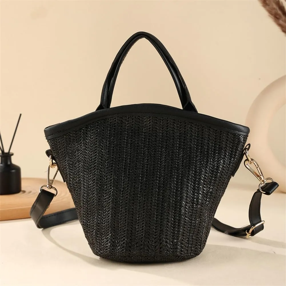 Straw Beach Bags for Women Woven Crossbody Bags Handmade Tote Bag Raffia Bag Straw Purse Sling Bag Handbag Summer Vacation