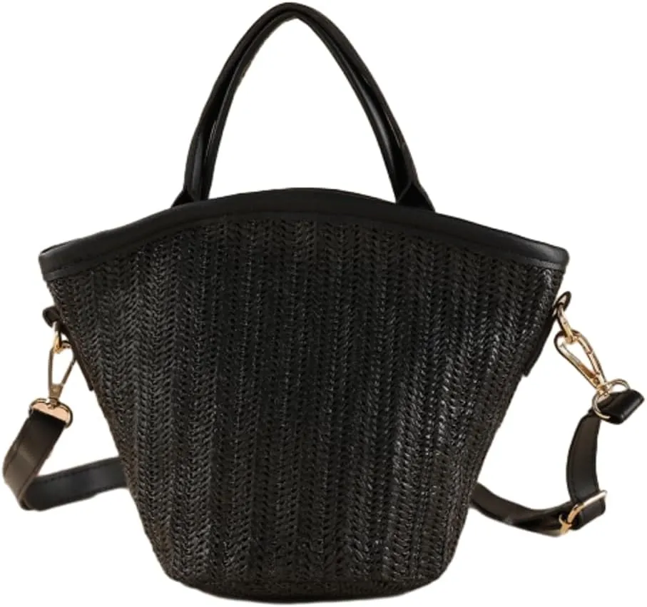 Straw Beach Bags for Women Woven Crossbody Bags Handmade Tote Bag Raffia Bag Straw Purse Sling Bag Handbag Summer Vacation
