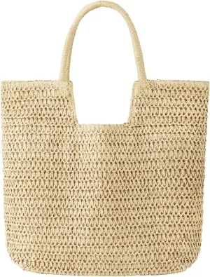 Straw Beach Bags for Women Woven Tote Bag Shoulder Handbags Summer Raffia Straw Purse Large Beach Bag for Vacation
