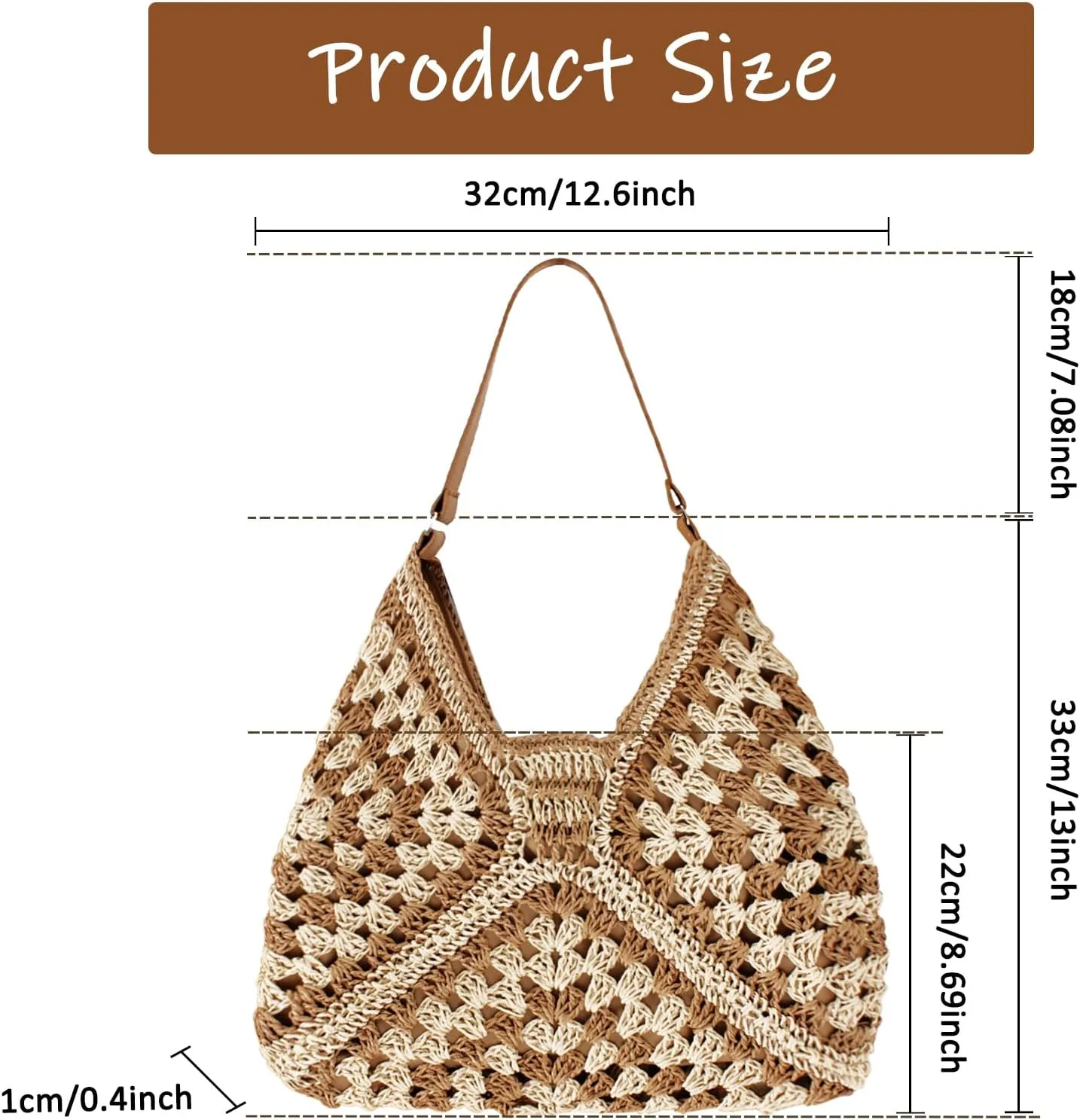 Straw Beach Bag,Women Hobo Summer Woven Large Handbags Straw Tote Bag with Lining Pockets for Daily Use Beach Travel