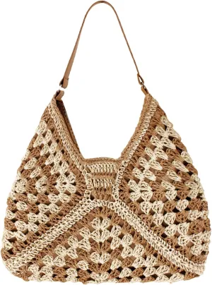 Straw Beach Bag,Women Hobo Summer Woven Large Handbags Straw Tote Bag with Lining Pockets for Daily Use Beach Travel