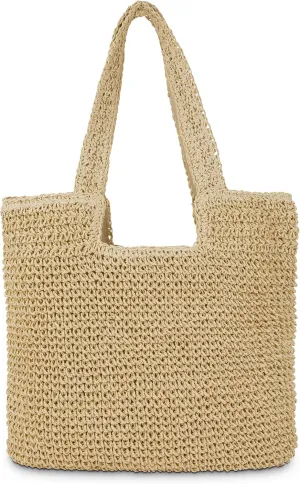 Straw Beach Tote Bag: Large Summer Boho Woven Bags - Rattan Handmade Shoulder Handbags for Women