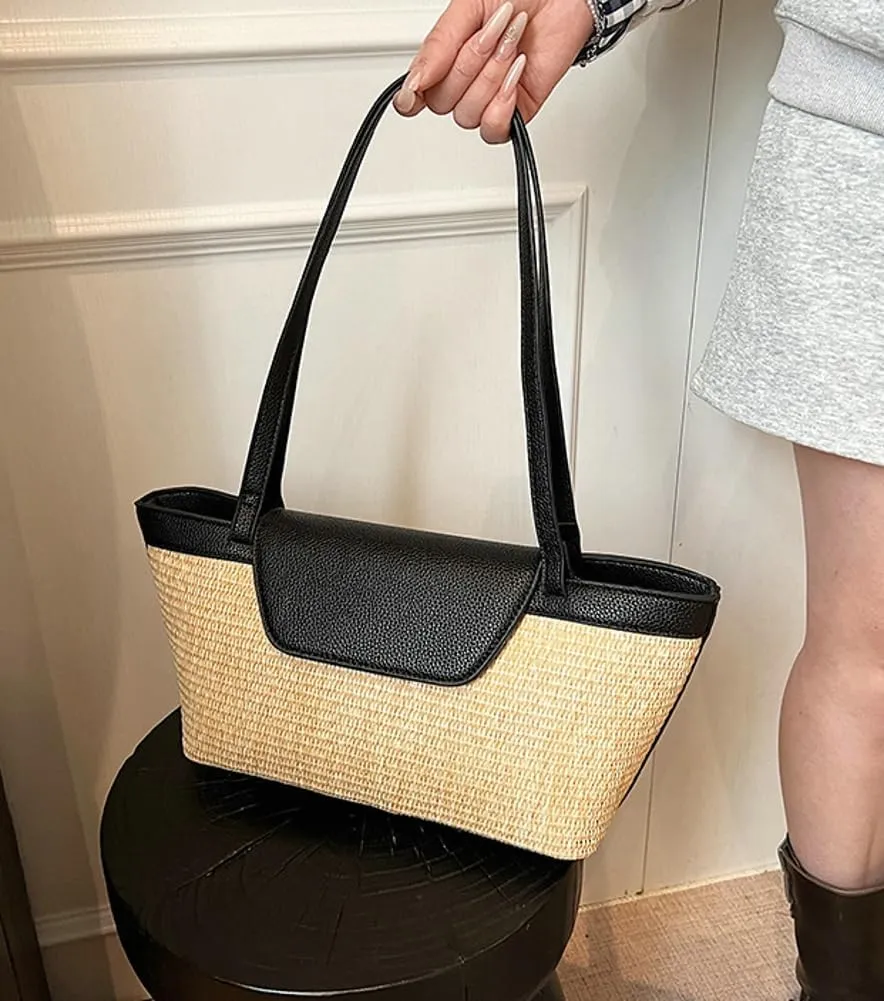 Straw Beach Tote Bag Large Summer Boho Woven Bags Rattan Handmade Shoulder Handbags for Women