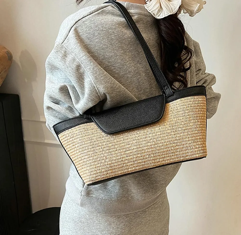 Straw Beach Tote Bag Large Summer Boho Woven Bags Rattan Handmade Shoulder Handbags for Women