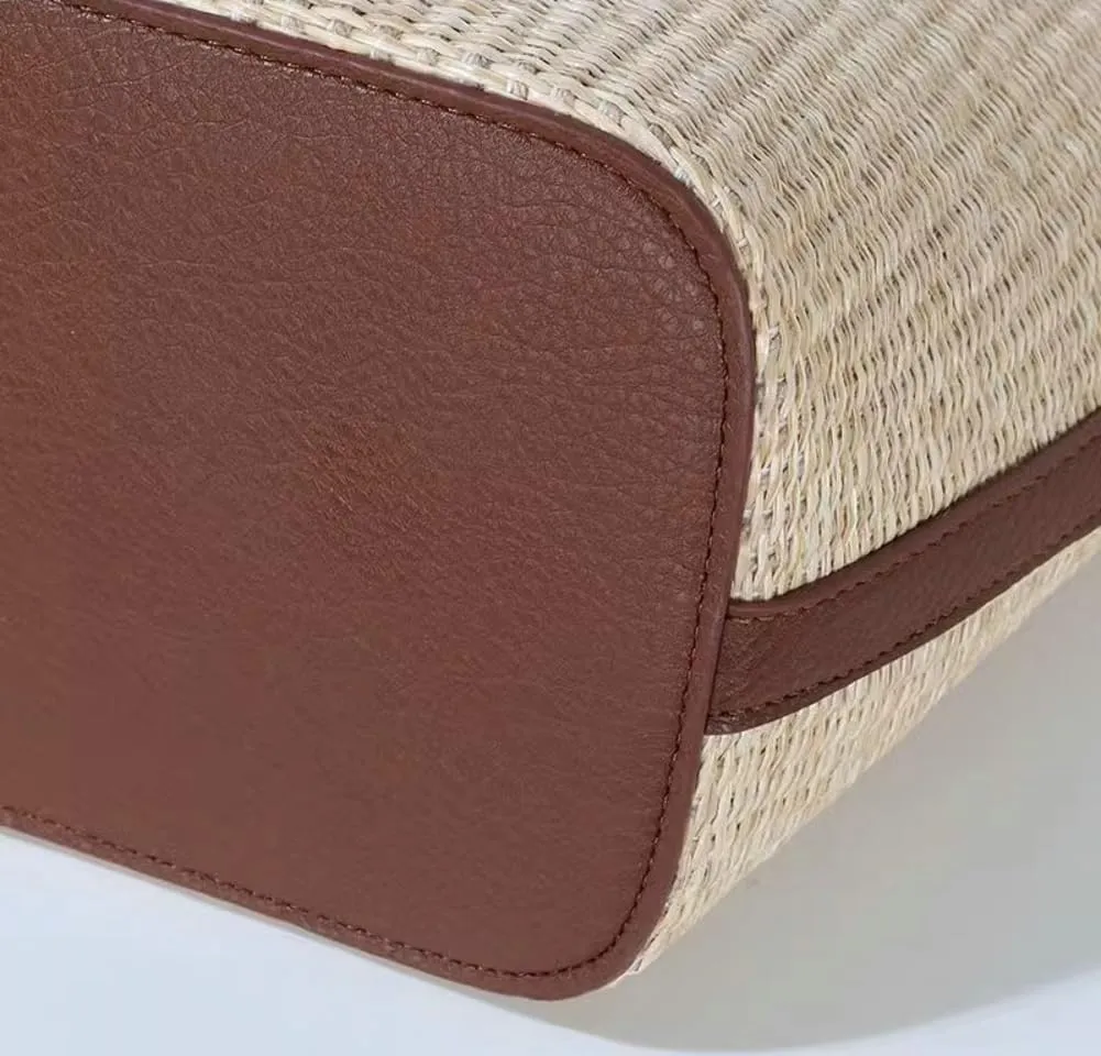 Straw Beach Tote for Women - French Retro Shoulder Bag, Summer Woven Tote, Travel Bag