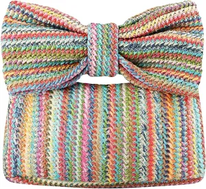 Straw Clutch Bag, Women Bow Purse, Summer Beach Woven Handbag, for Party Wedding Vocation 2024 New