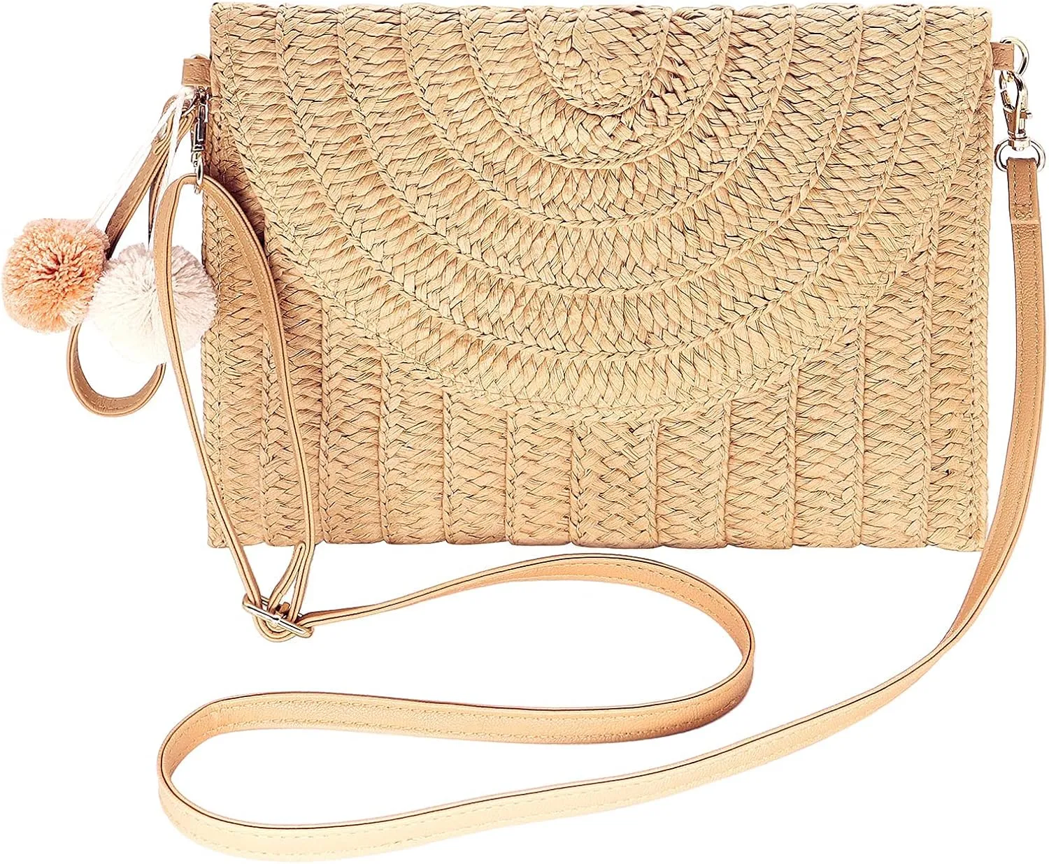 Straw Clutch Bag Woven Purse for Women Shoulder Bag Casual Beach Rattan Handmade Wallet