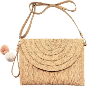 Straw Clutch Bag Woven Purse for Women Shoulder Bag Casual Beach Rattan Handmade Wallet
