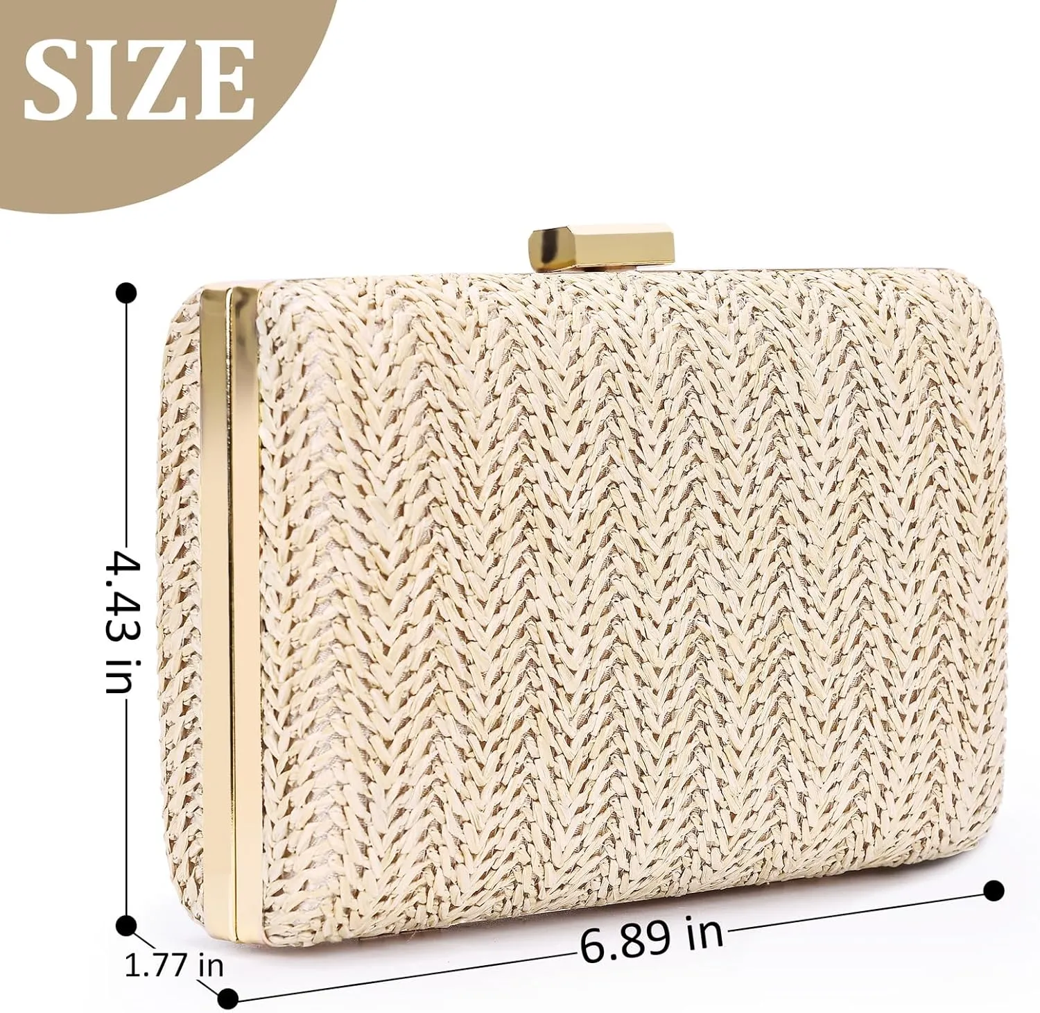 Straw Clutch for Women - Beach Vacation Raffia Bag, Trends Cute Purse, Beach Bag