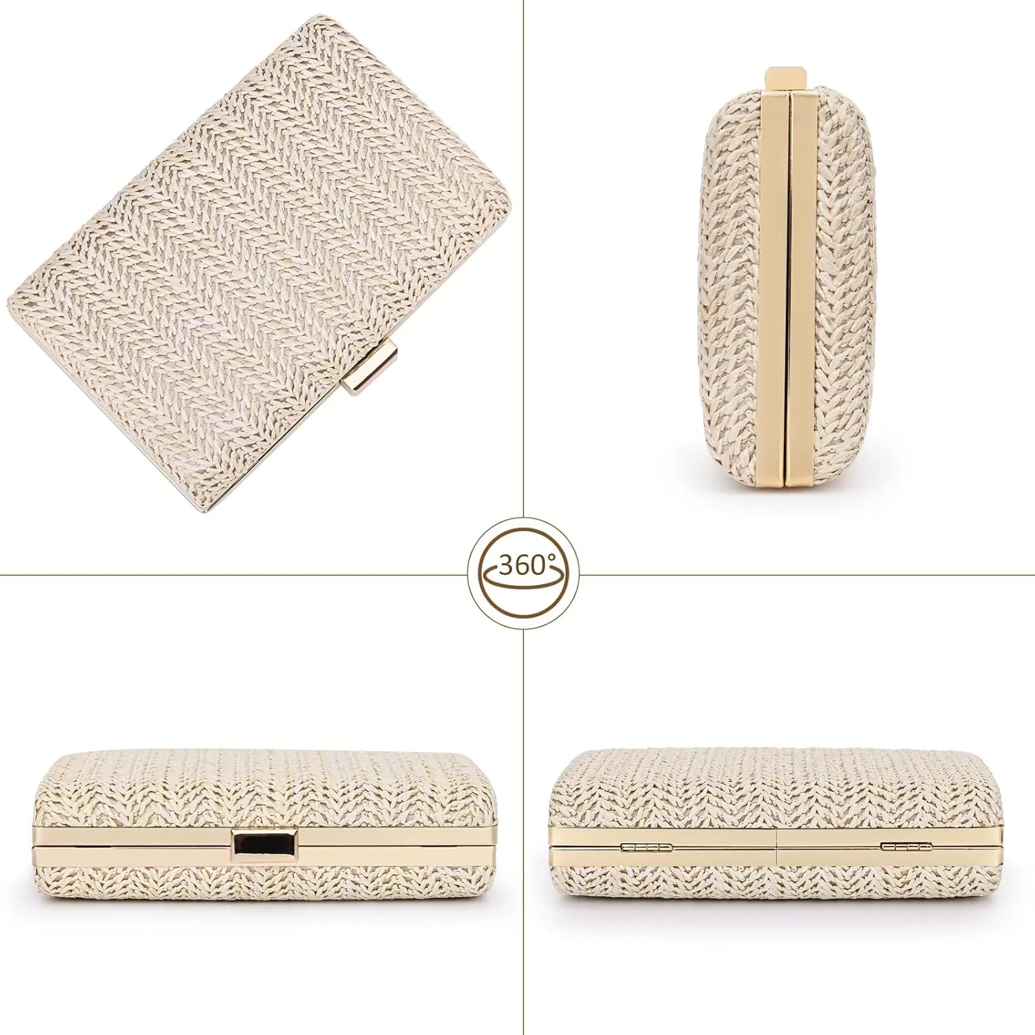 Straw Clutch for Women - Beach Vacation Raffia Bag, Trends Cute Purse, Beach Bag