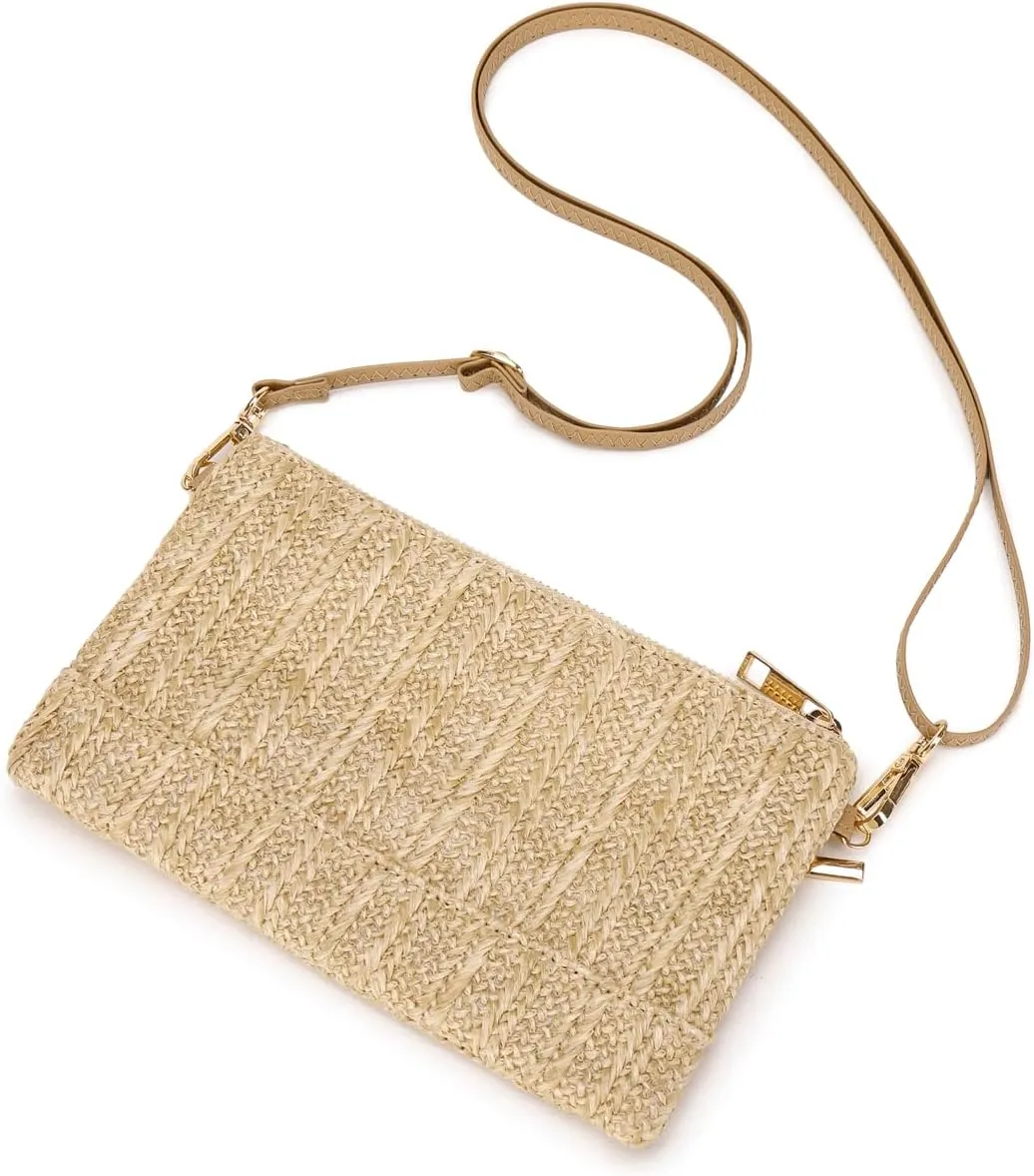 Straw Clutch Purse for Beach Summer Vacation Bag Woven Handbag for Women