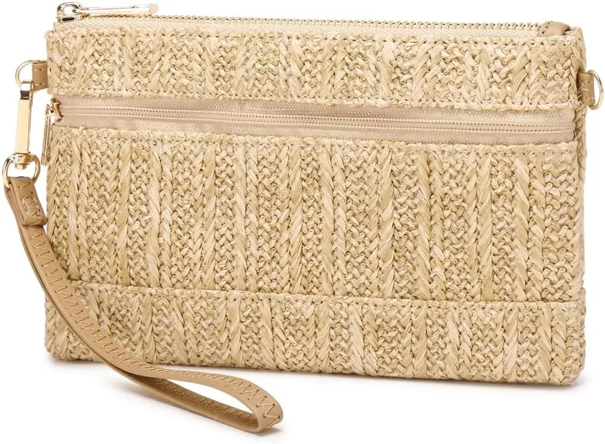 Straw Clutch Purse for Beach Summer Vacation Bag Woven Handbag for Women