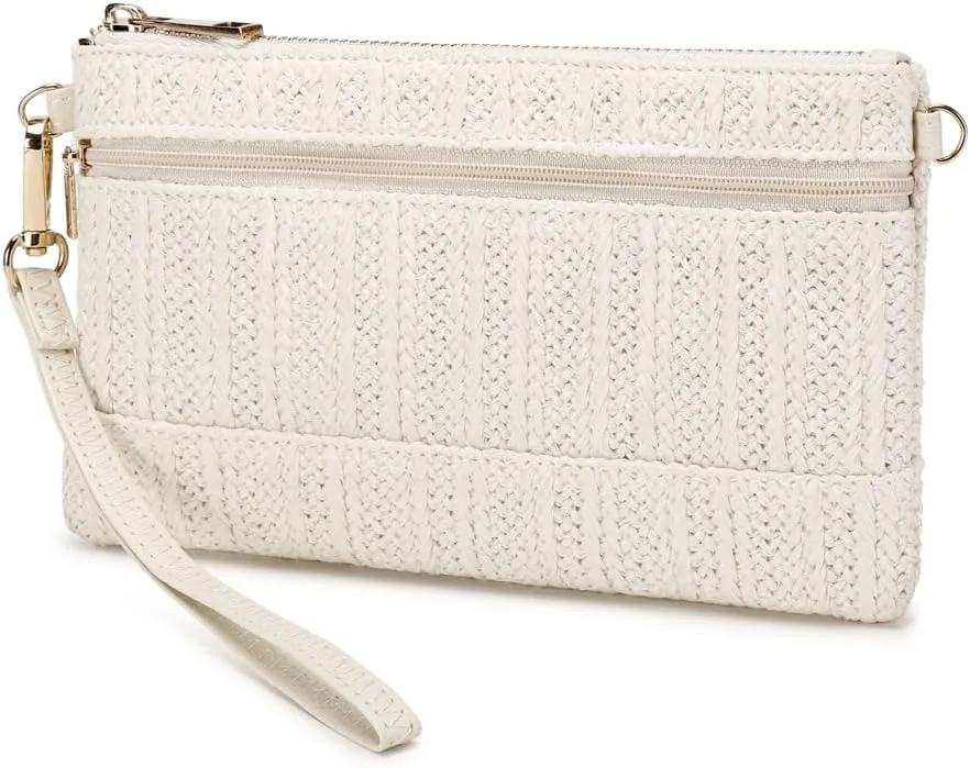 Straw Clutch Purse for Beach Summer Vacation Bag Woven Handbag for Women