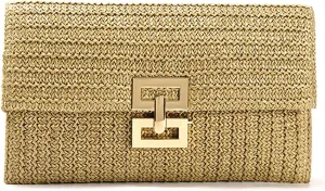 Straw Clutch Purse for Women Cute Vacation Beach Straw Clutch Bags Summer Woven Bag Envelope Handbag Bag 2024
