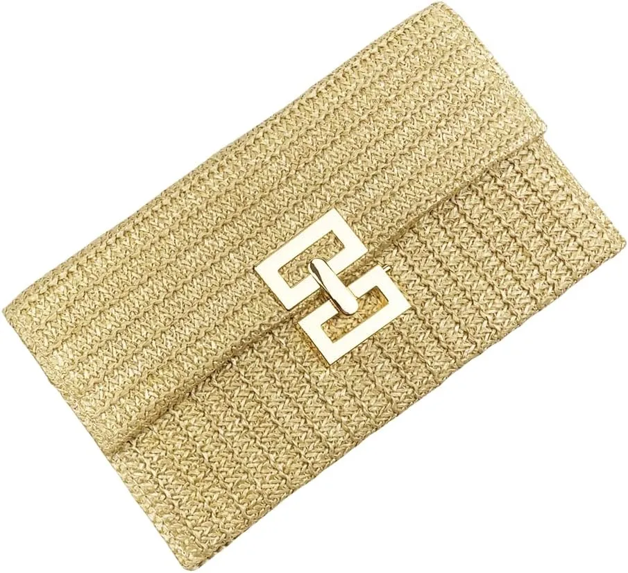 Straw Clutch Purse for Women Summer Beach Clutch Handbag Woven Purse Wicker Rattan Envelope Clutch2