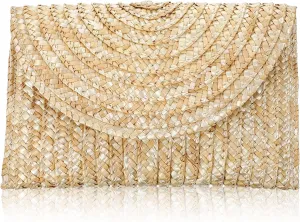 Straw Clutch Purse for Women Summer Beach Handbag Woven Envelope Bag Perfect for Vacation and Casual Outings