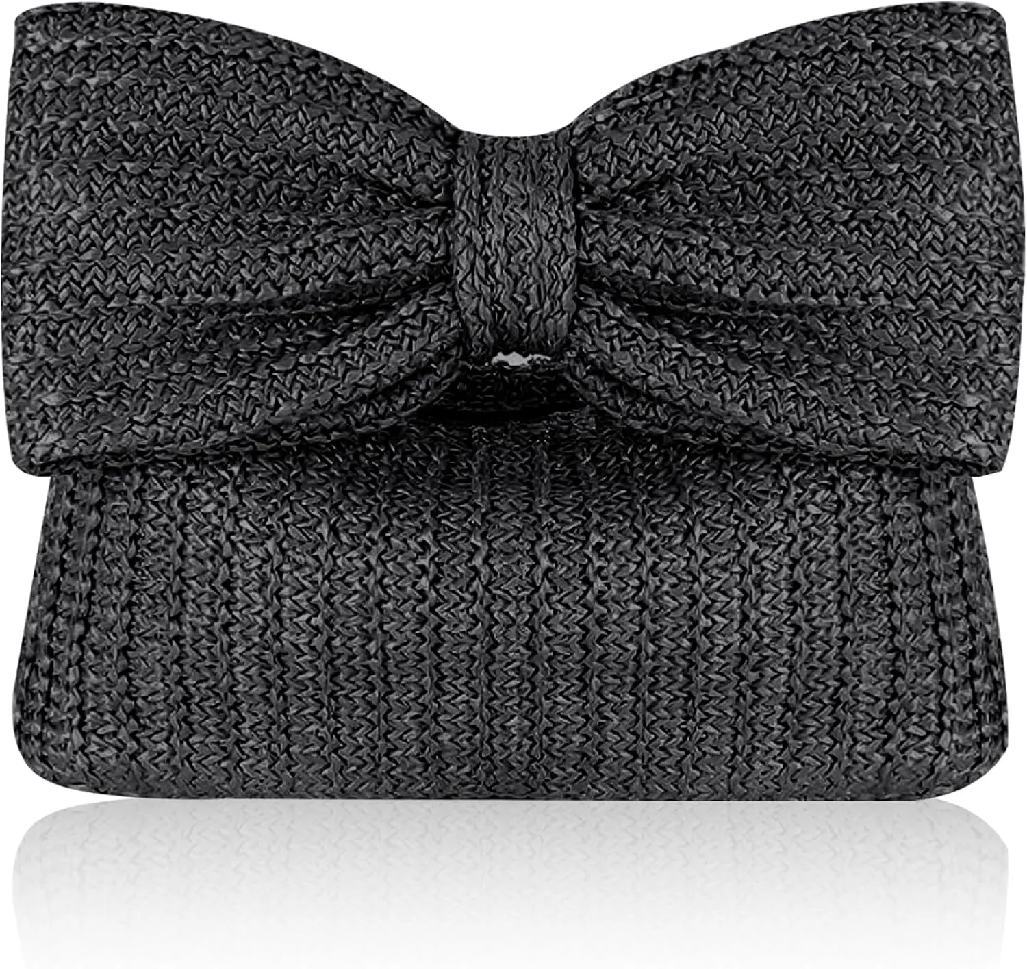 Straw Clutch Purse with Bow – Woven Raffia Handbag for Women – Summer Wedding Beach Bag