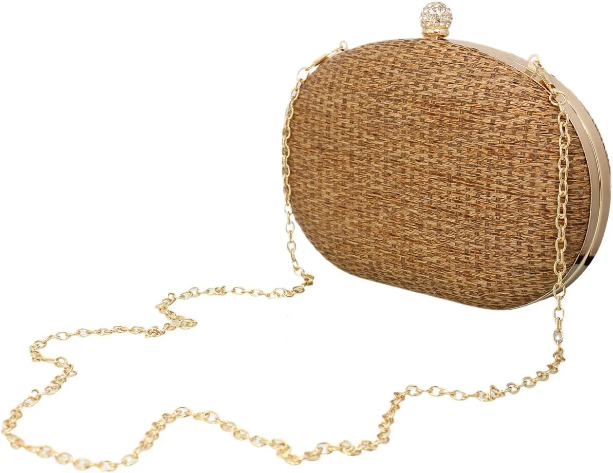 Straw Clutch Purses for Women Hand-Woven Handbag Summer Beach Bag Wicker Clutch with Crossbody Bag for Party Prom