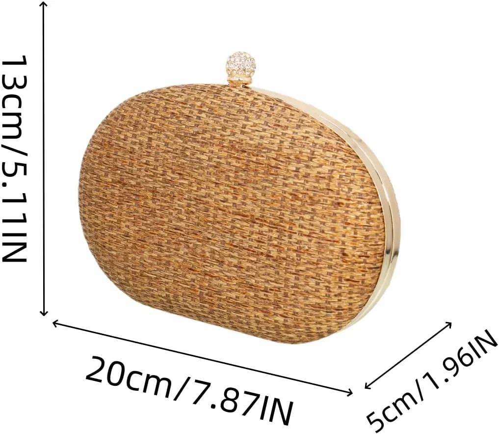 Straw Clutch Purses for Women Hand-Woven Handbag Summer Beach Bag Wicker Clutch with Crossbody Bag for Party Prom