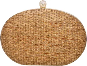Straw Clutch Purses for Women Hand-Woven Handbag Summer Beach Bag Wicker Clutch with Crossbody Bag for Party Prom