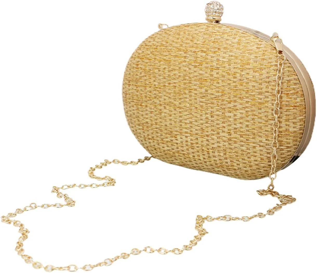 Straw Clutch Purses for Women Hand-Woven Handbag Summer Beach Bag Wicker Clutch with Crossbody Bag for Party Prom