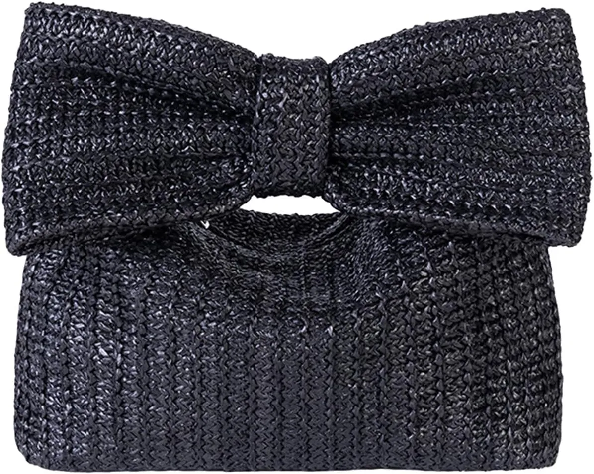 Straw Clutch Purses for Women Summer Handmade Bow Straw Purses and Handbags for Party Vacation,Summer Purse,Straw Purse