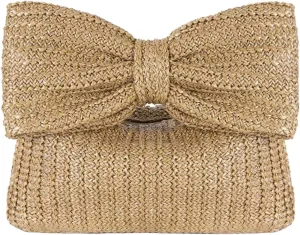 Straw Clutch Purses for Women Summer Handmade Bow Straw Purses and Handbags for Party Vacation,Summer Purse,Straw Purse