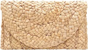 Straw Clutch Purses for Women Woven Straw Beach Handbag Envelope Rattan Clutch for Summer