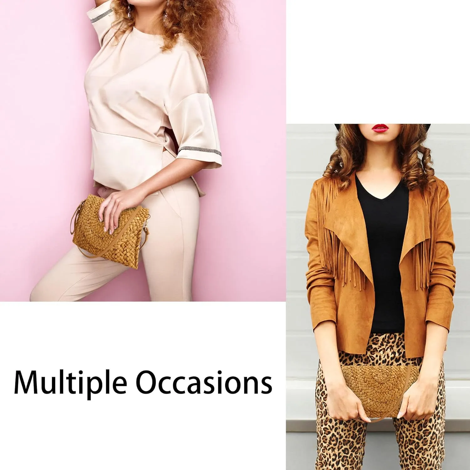 Straw Clutch Purses for Women Woven Straw Crossbody Bags Women's Crossbody Handbags Retro Shoulder Bag Beach Bags