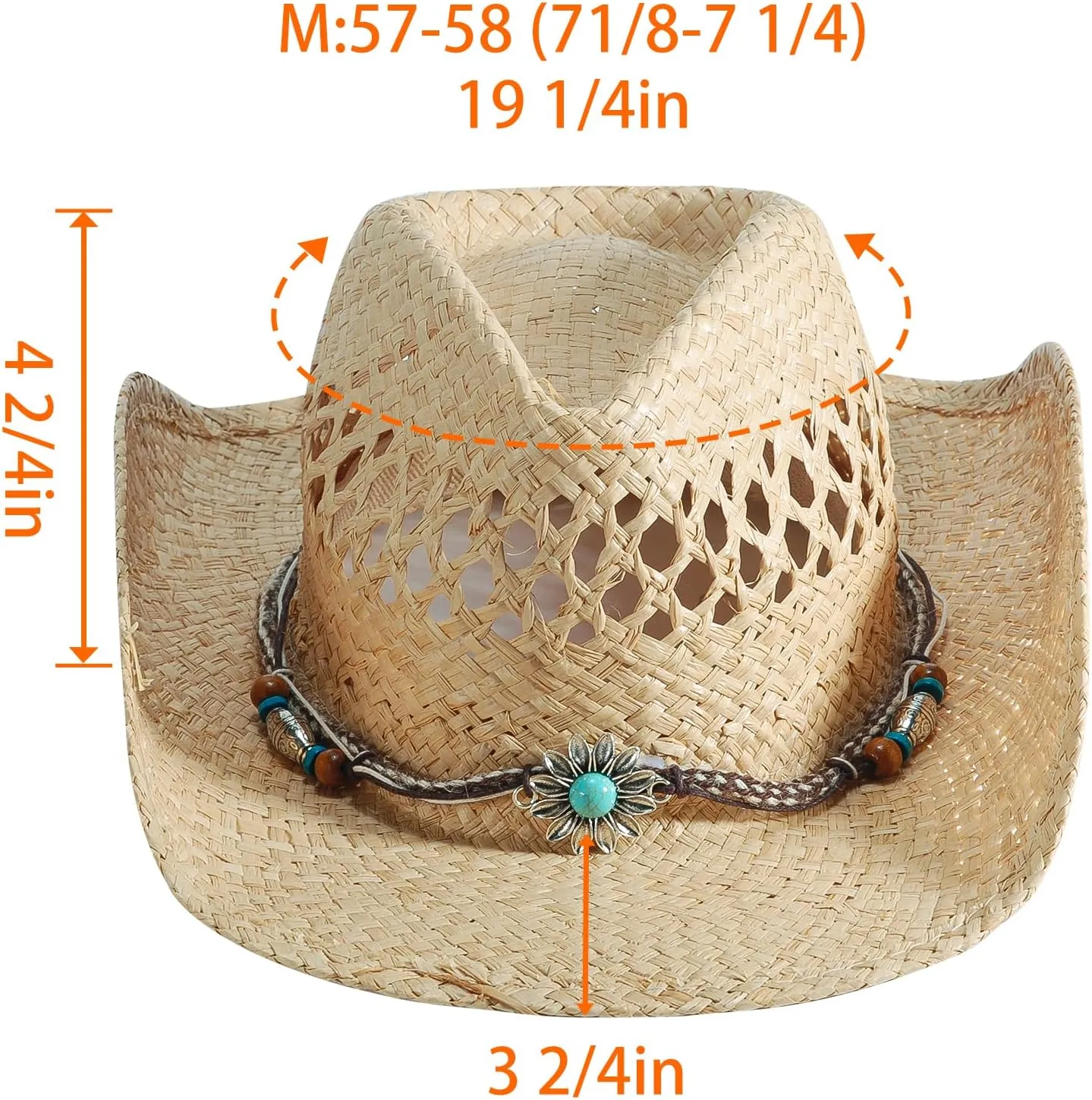 Straw Cowboy Cowgirl Hats for Women Men Summer Beach Sun Hat Panama Wide Brim Western Hat