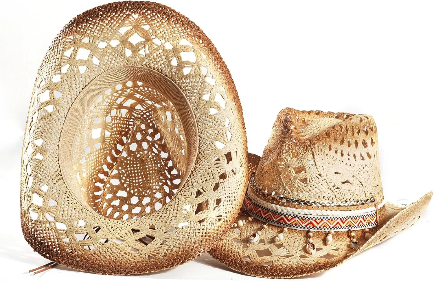 Straw Cowboy Cowgirl Hats for Women Men Summer Beach Sun Hat Panama Wide Brim Western Hat