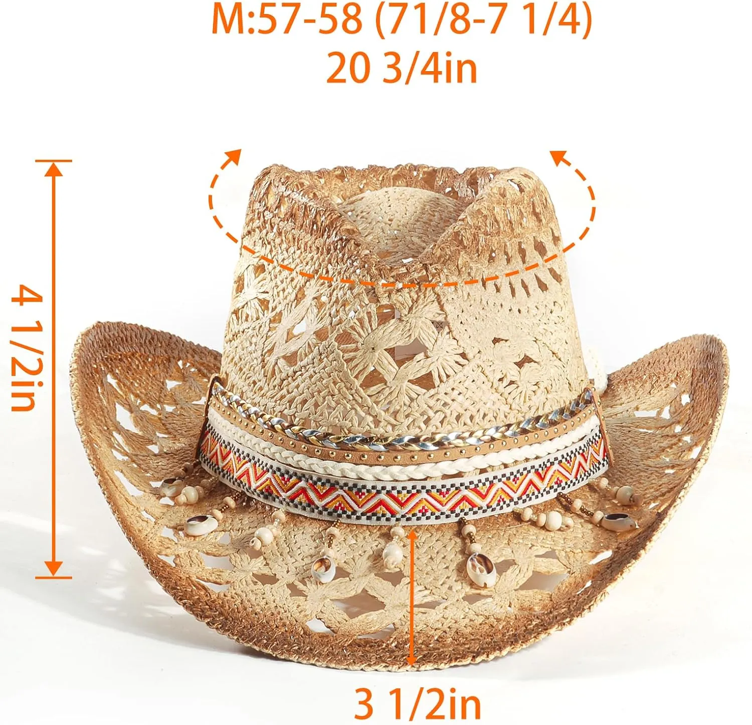 Straw Cowboy Cowgirl Hats for Women Men Summer Beach Sun Hat Panama Wide Brim Western Hat