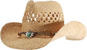 Straw Cowboy Cowgirl Hats for Women Men Summer Beach Sun Hat Panama Wide Brim Western Hat