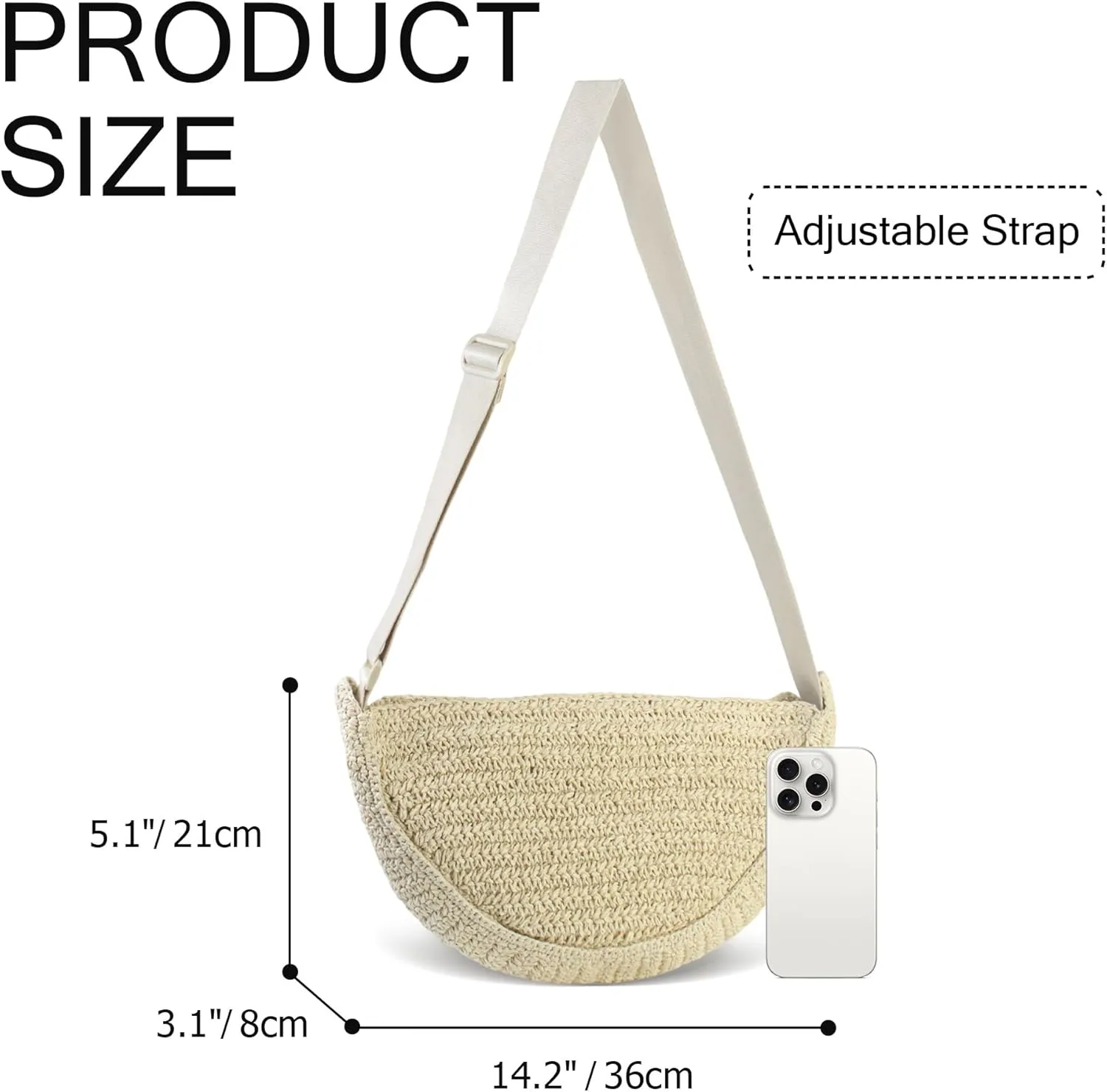Straw Crossbody Bag for Women 2025 Summer Woven Beach Purse Fashion Handmade Crochet Shoulder Bag