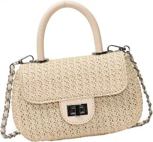 Straw Crossbody Bags and Handbags for Women 2024 Woven Purse Summer Straw Evening Purse Chain Beach Tote for Vacation