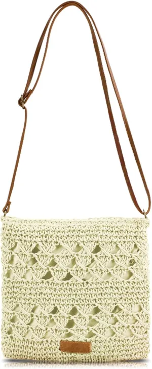 Straw Crossbody Bags for Women Small Summer Beach Bag Boho Handmade Weave Shoulder Handbag Purse for Vacation Travel